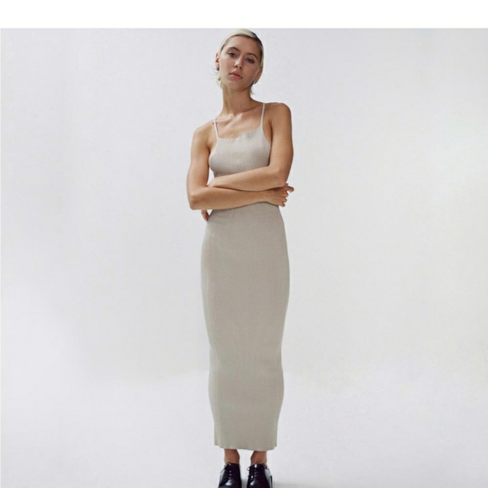 Zara NWT Beige Knit Dress in size M